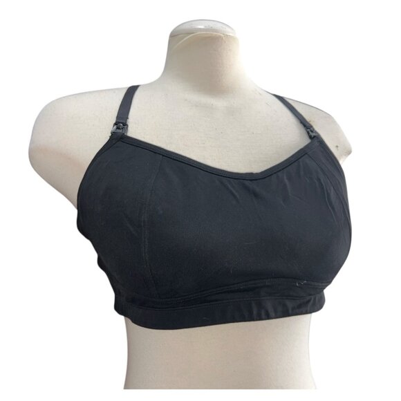 Racerback Adjustable Strap Nursing Sports Bra Sz Large Black - Picture 1 of 9